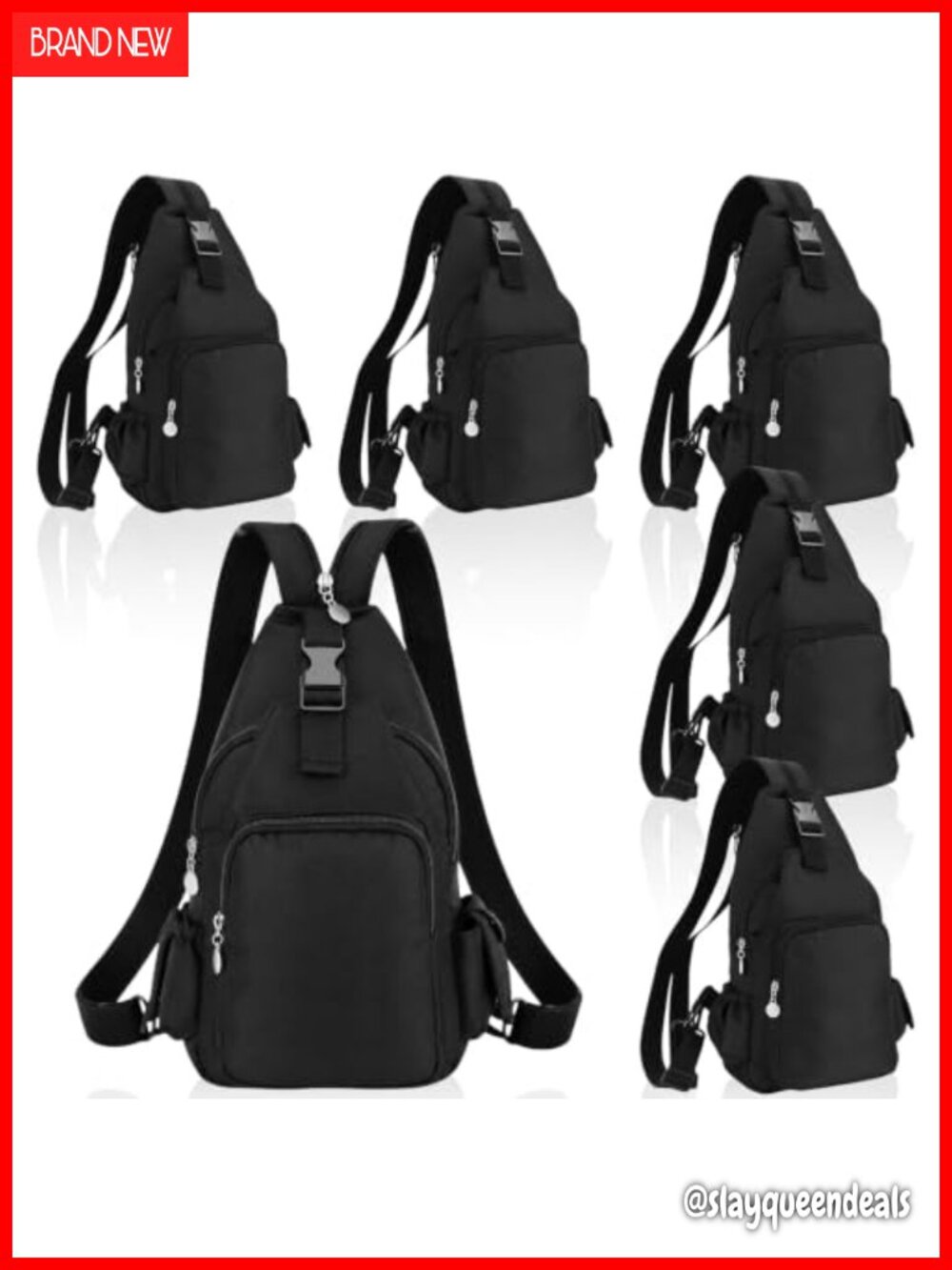 6 Pack Convertible Sling Backpack Crossbody Bag Multi Pocket Waterproof